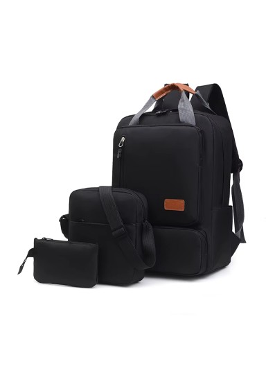 3Pcs Backpack Set 14.5-inch Laptop Backpack with Small Pocket - Black
